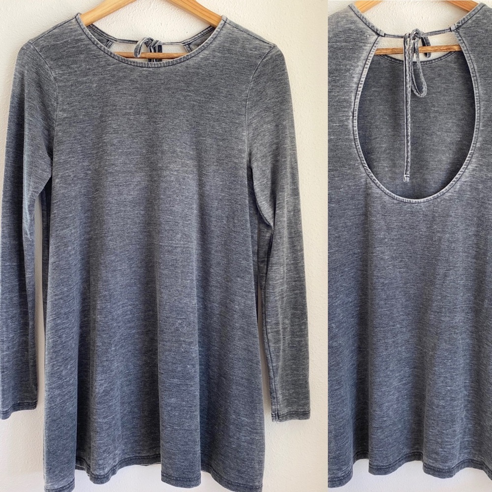 TopShop Gray Long Sleeve Crew Neck Tunic Size 4